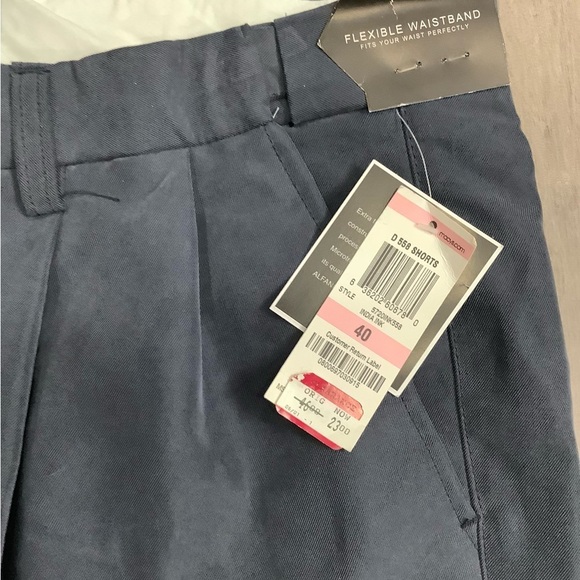 Men's ALFANI Golf 40 XL Khakis Chino Pleated Shorts Navy Blue Side Elastic NWT - Picture 8 of 10